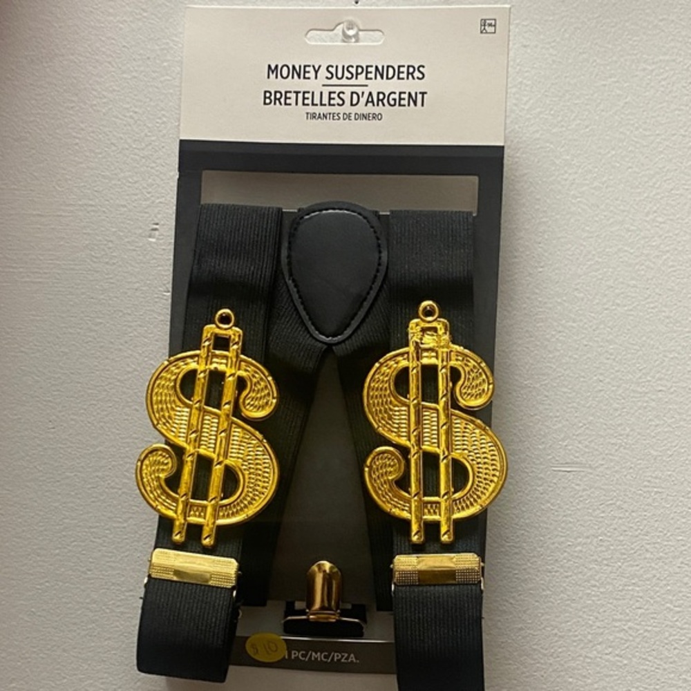 Amscan Black and Gold Money Halloween Suspenders